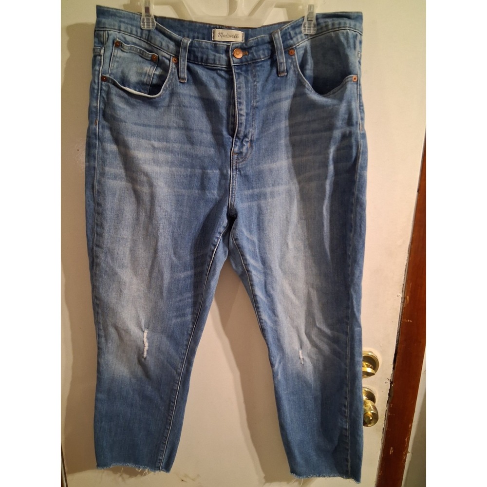MADEWELL Women's Blue The High-Rise Slim Boyjean Crop SIZE 32 K7538 ($135)